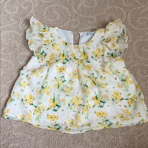 Mayoral Floral Kids Blouse - White and Yellow